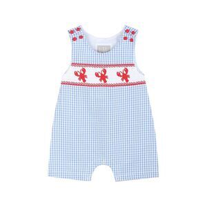 Lil Cactus Girls  Smocked Shortall, Blue